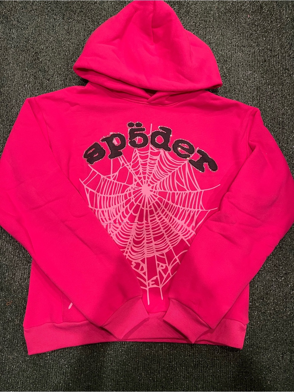 Spider Web Graphic Hoodie - Hot Pink Girls' Pullover